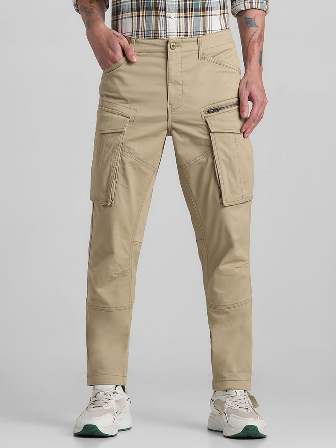Light Brown Mid Rise Cargo Pants