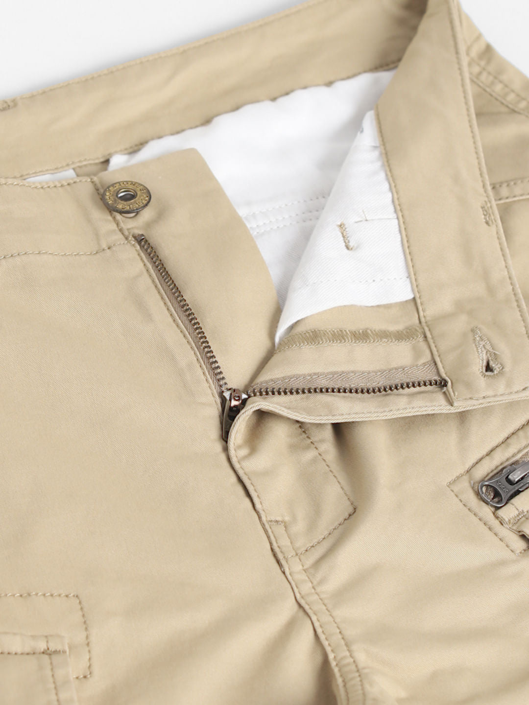 Light Brown Mid Rise Cargo Pants