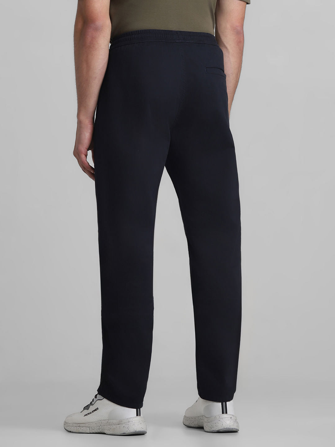 Navy Blue Mid Rise Casual Pants