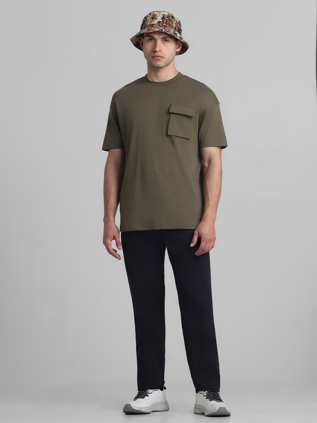 Navy Blue Mid Rise Casual Pants