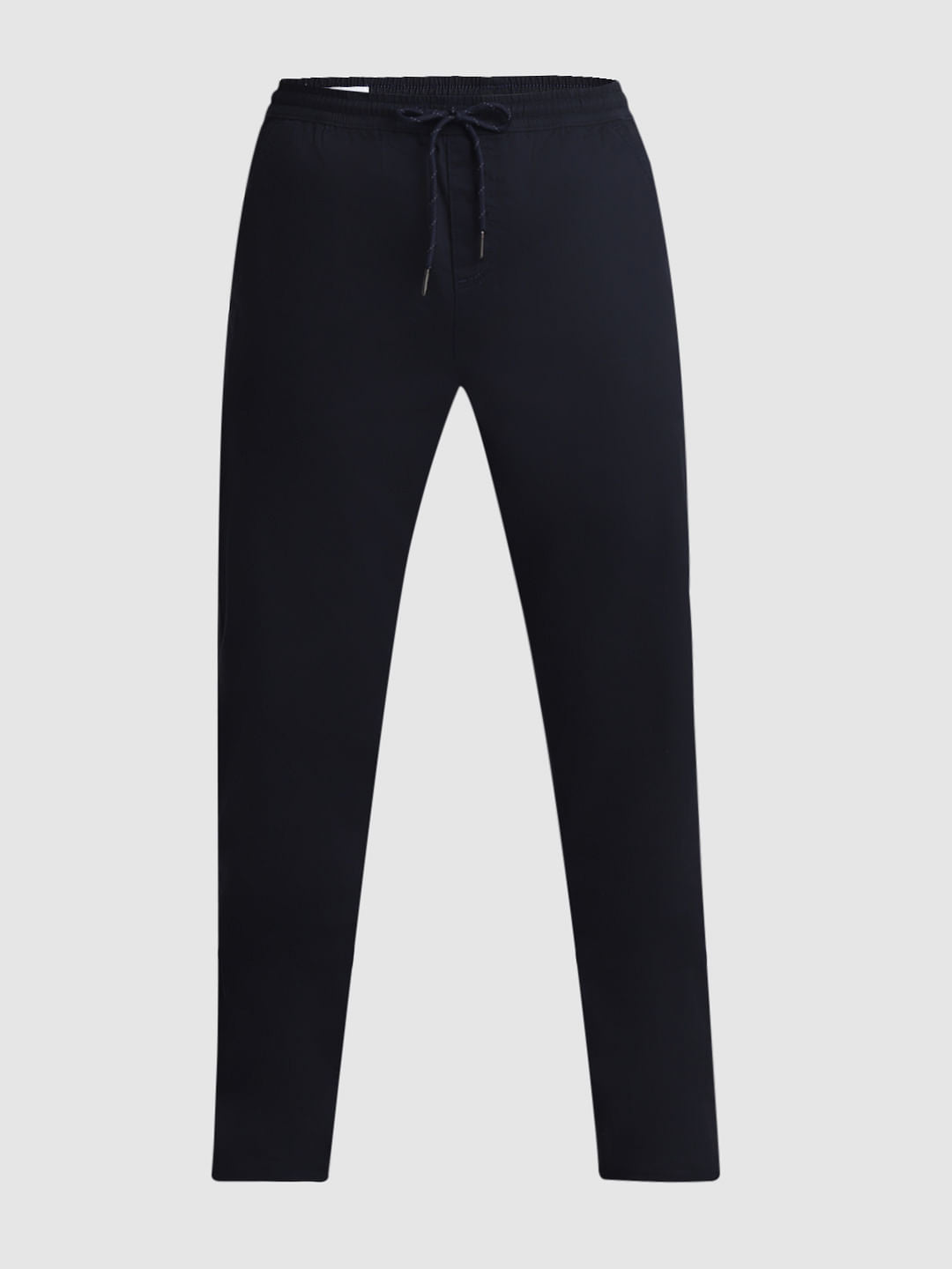 Navy Blue Mid Rise Casual Pants