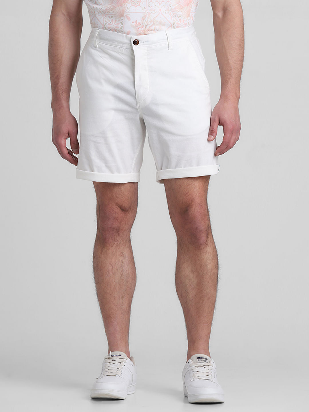 White Regular Fit Chino Shorts - S