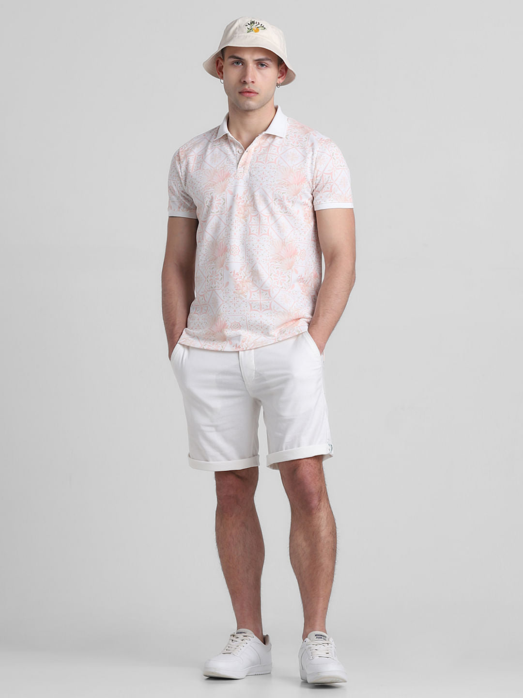 White Regular Fit Chino Shorts