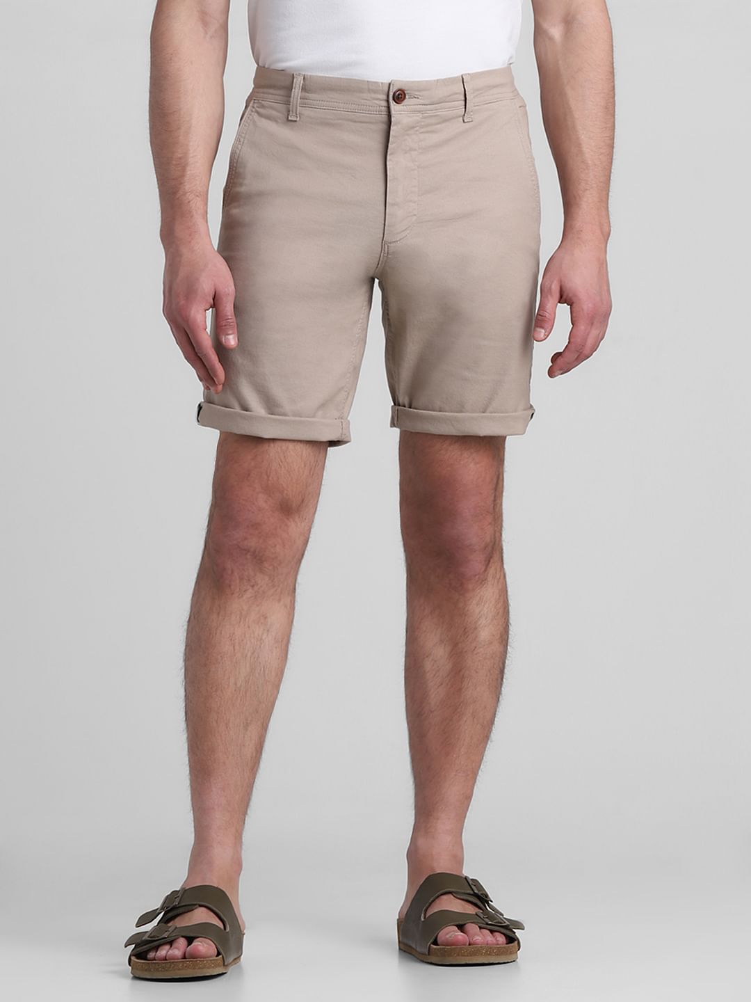 Khaki Regular Fit Chino Shorts - S