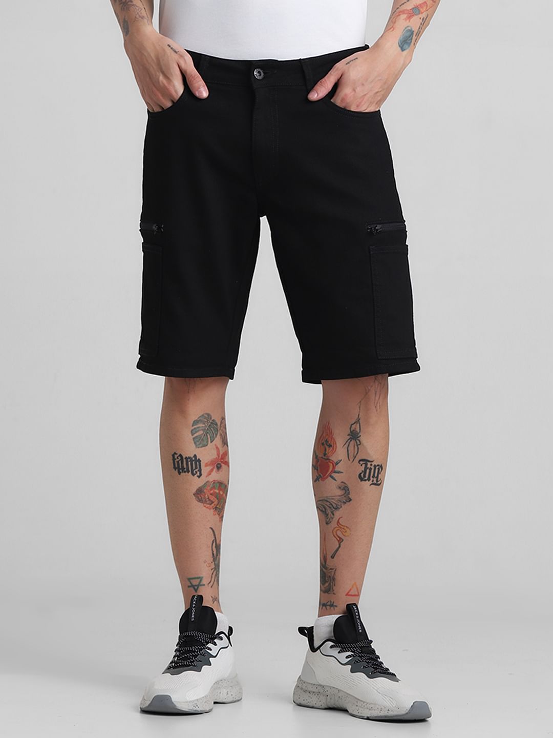 Black Plain Coloured Shorts - S