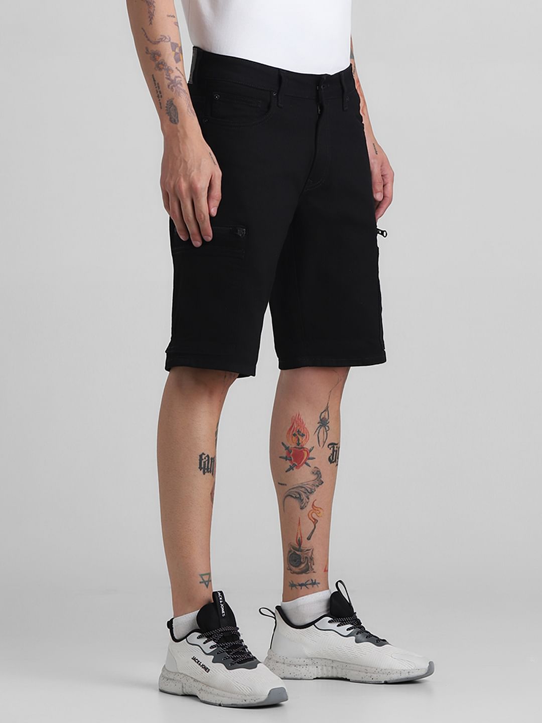 Black Plain Coloured Shorts