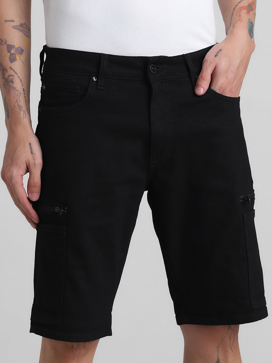 Black Plain Coloured Shorts