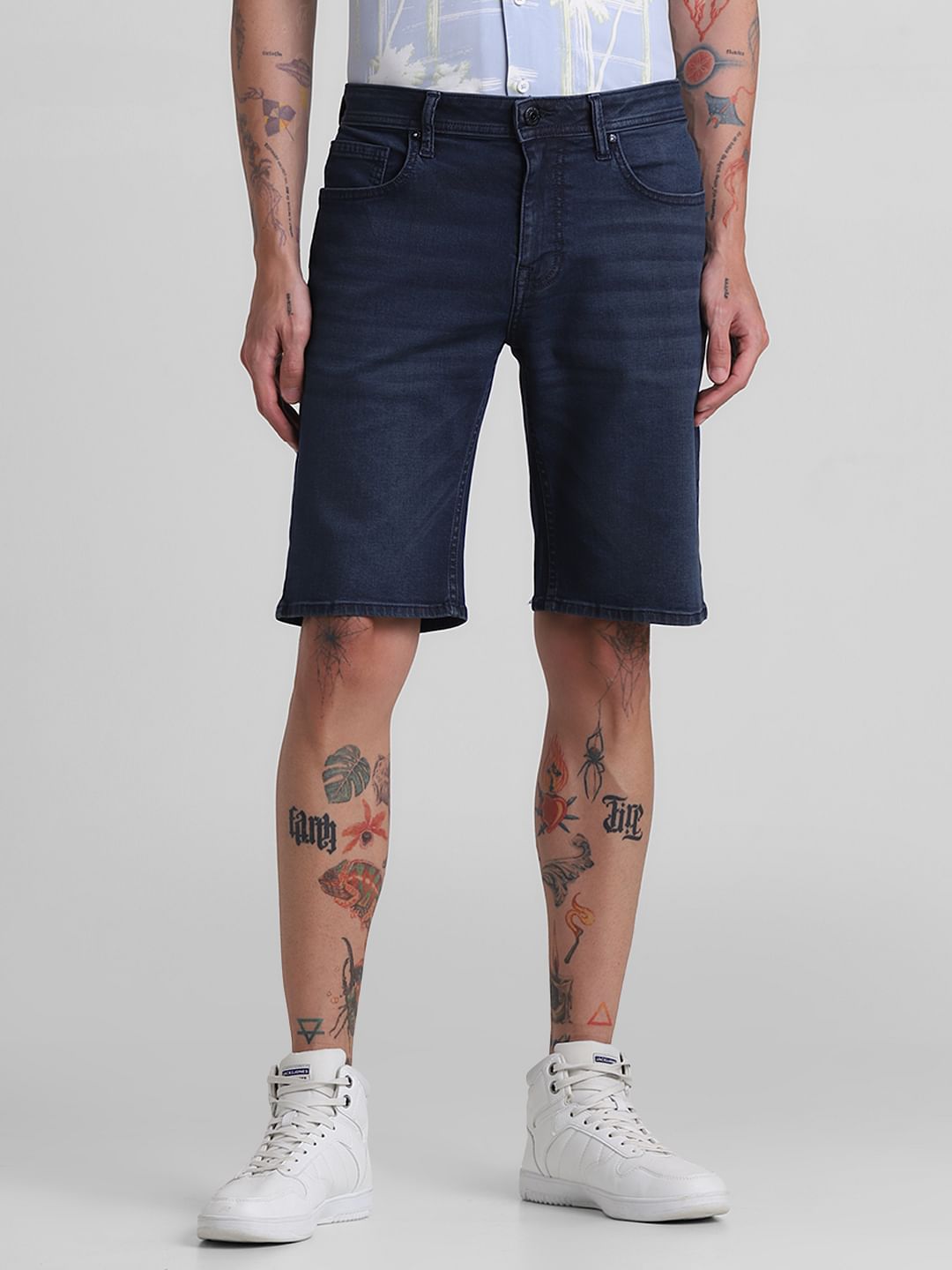 Dark Blue Low Rise Denim Shorts - S