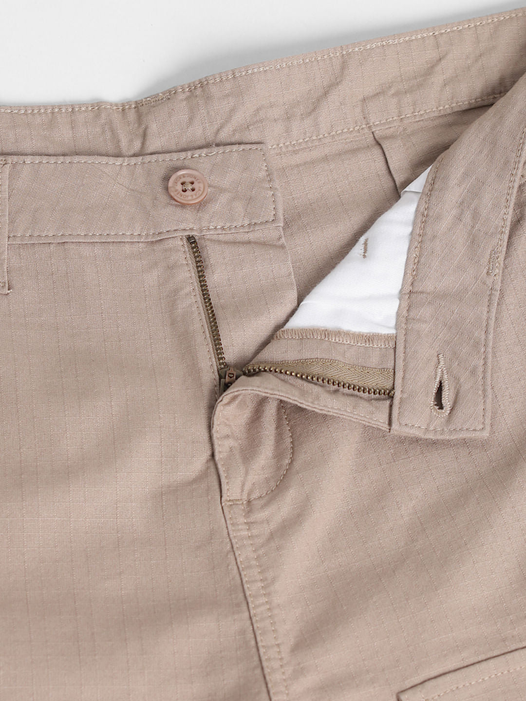 Khaki Low Rise Slim Fit Cargo Shorts