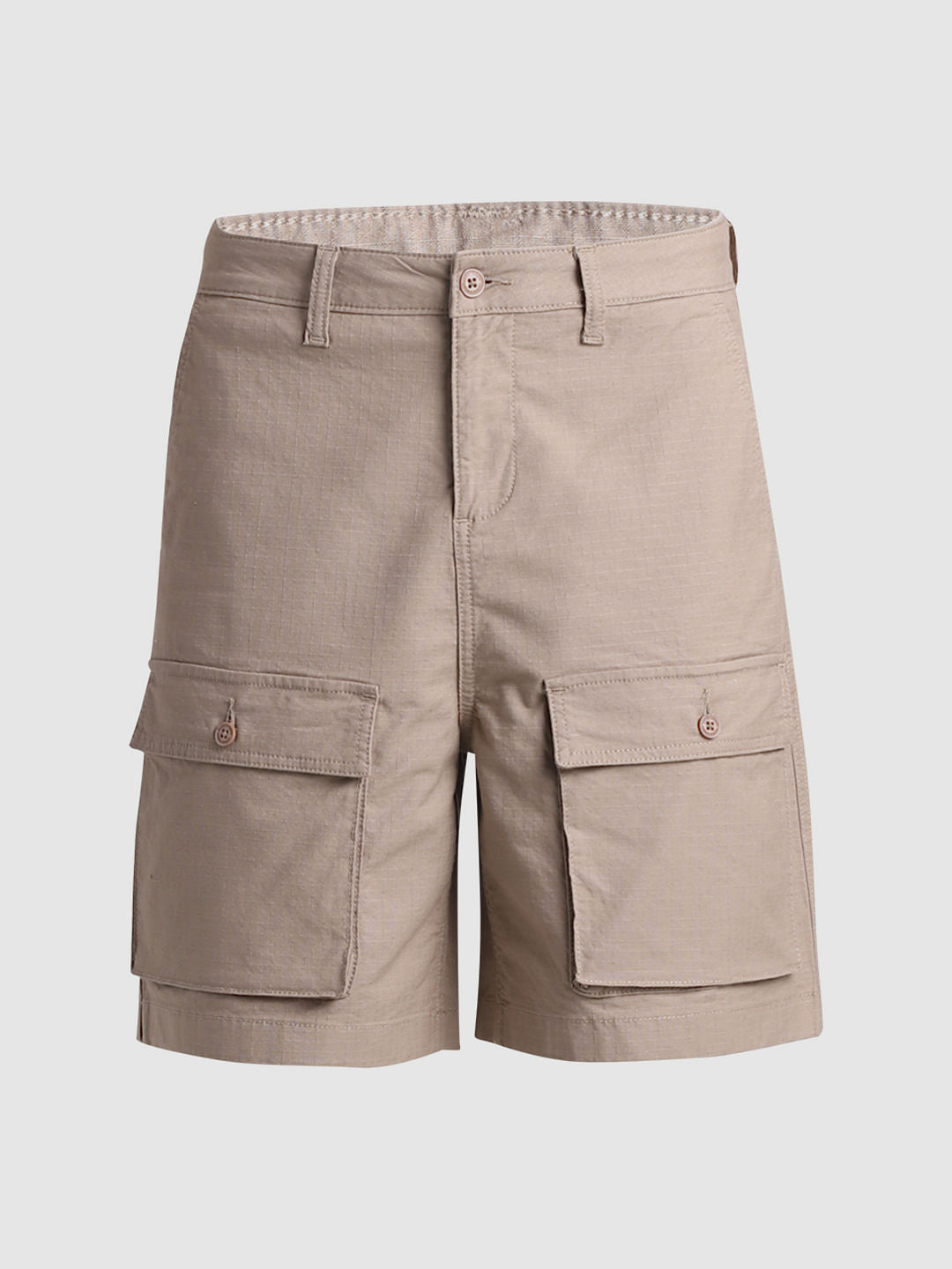 Khaki Low Rise Slim Fit Cargo Shorts