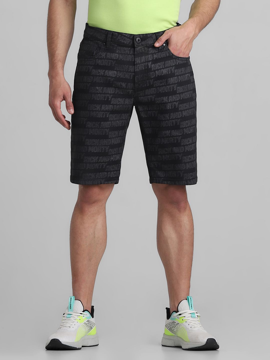 RICK & MORTY Black Printed Co-ord Set Shorts - S