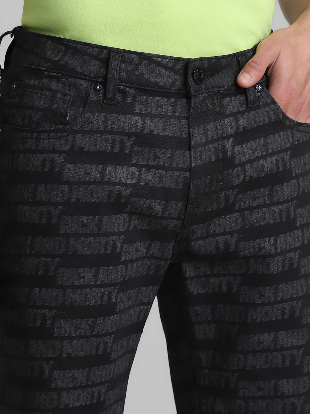 RICK & MORTY Black Printed Co-ord Set Shorts