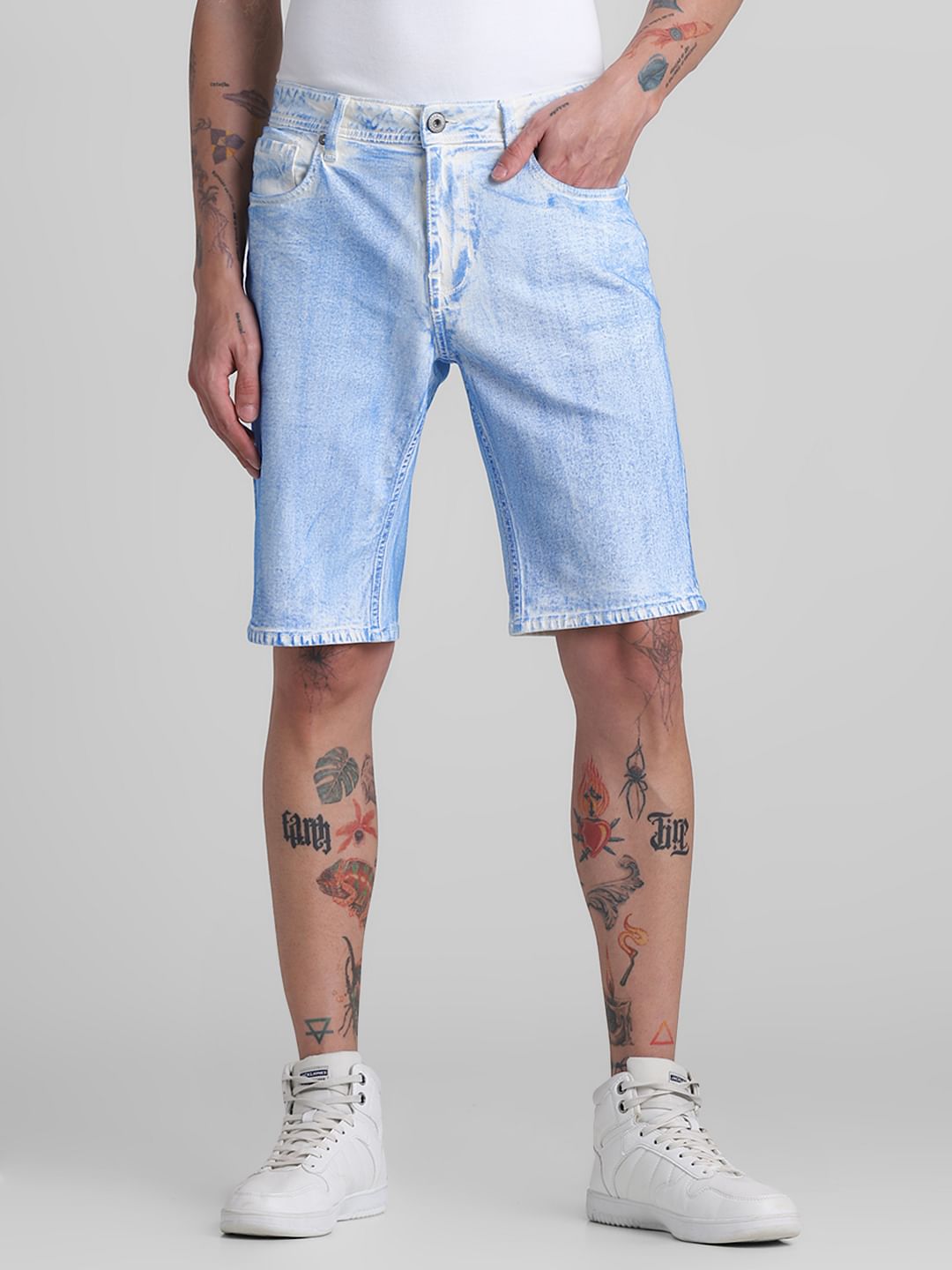 White Washed Co-ord Set Denim Shorts - S