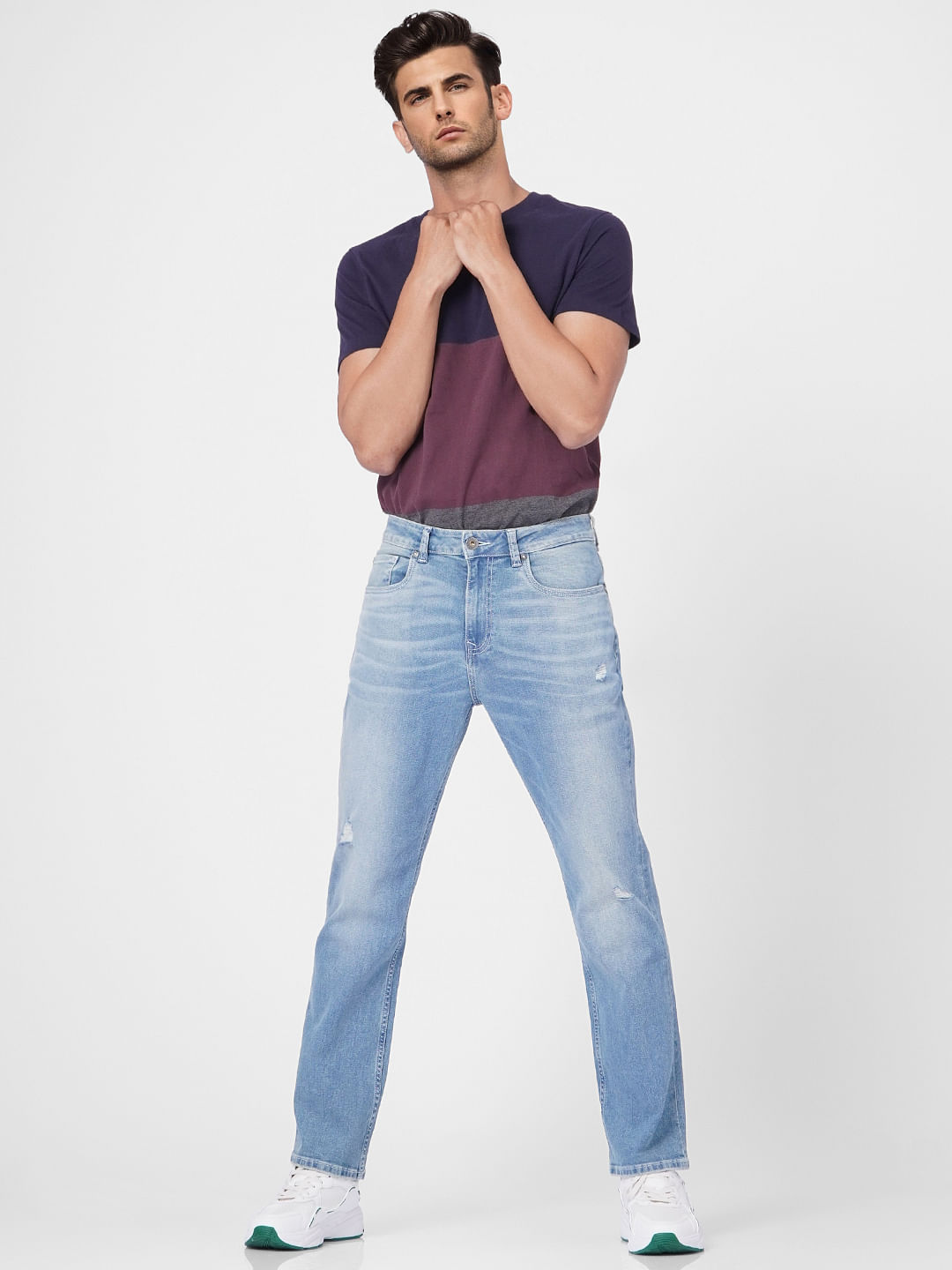 Light Blue High Rise Torn Bootcut Jeans - 28/30