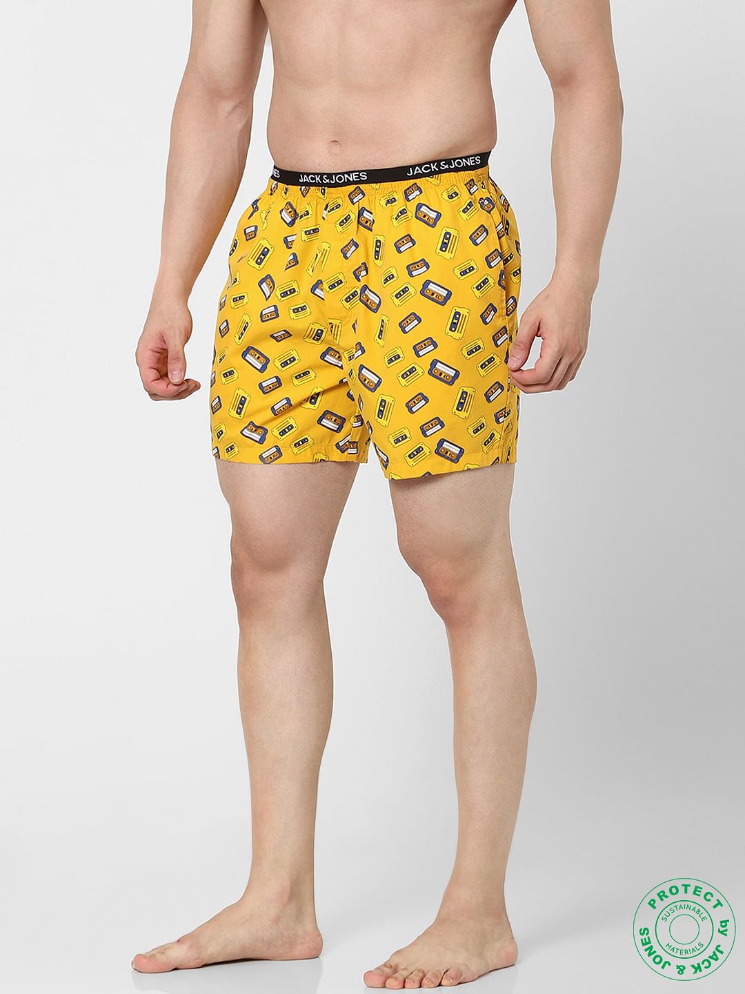 Yellow Cassette Print Boxers