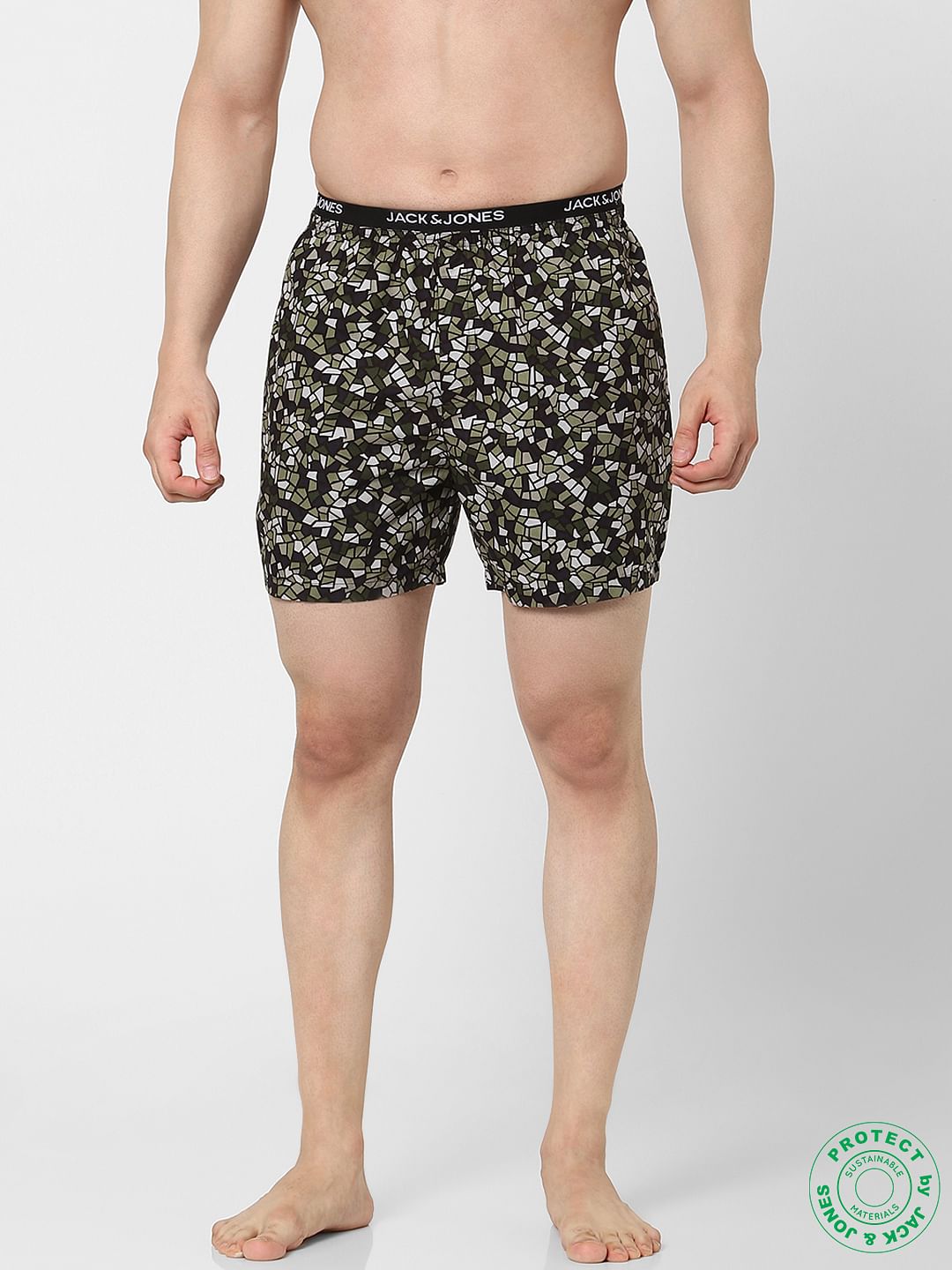 Green Mosaic Print Boxers - S