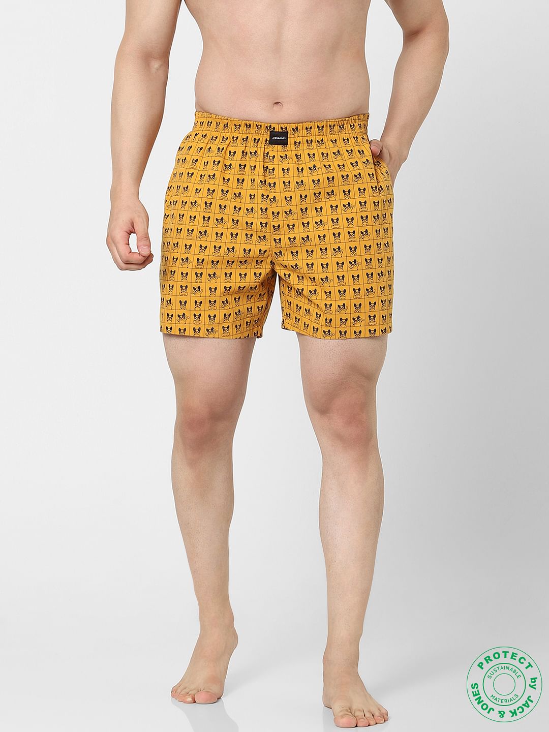 Yellow Printed Boxers - S