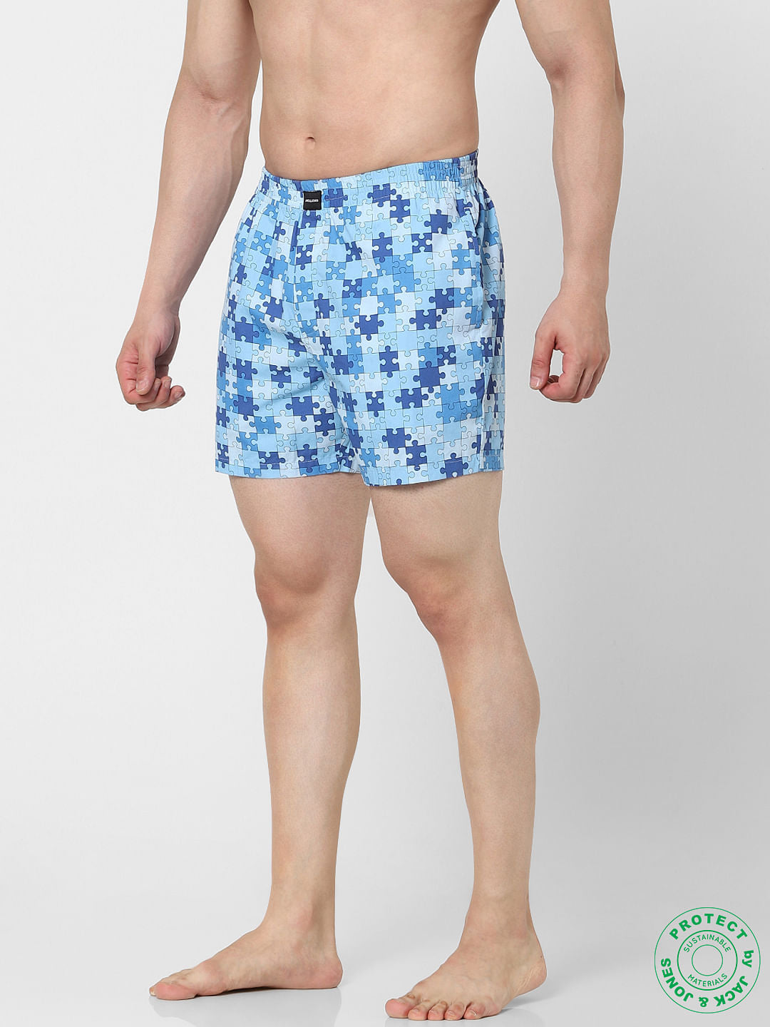 Blue Puzzle Print Boxers