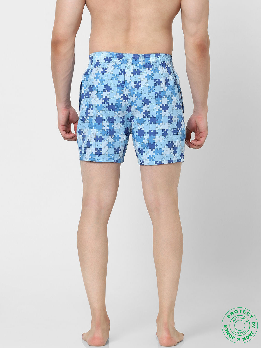 Blue Puzzle Print Boxers