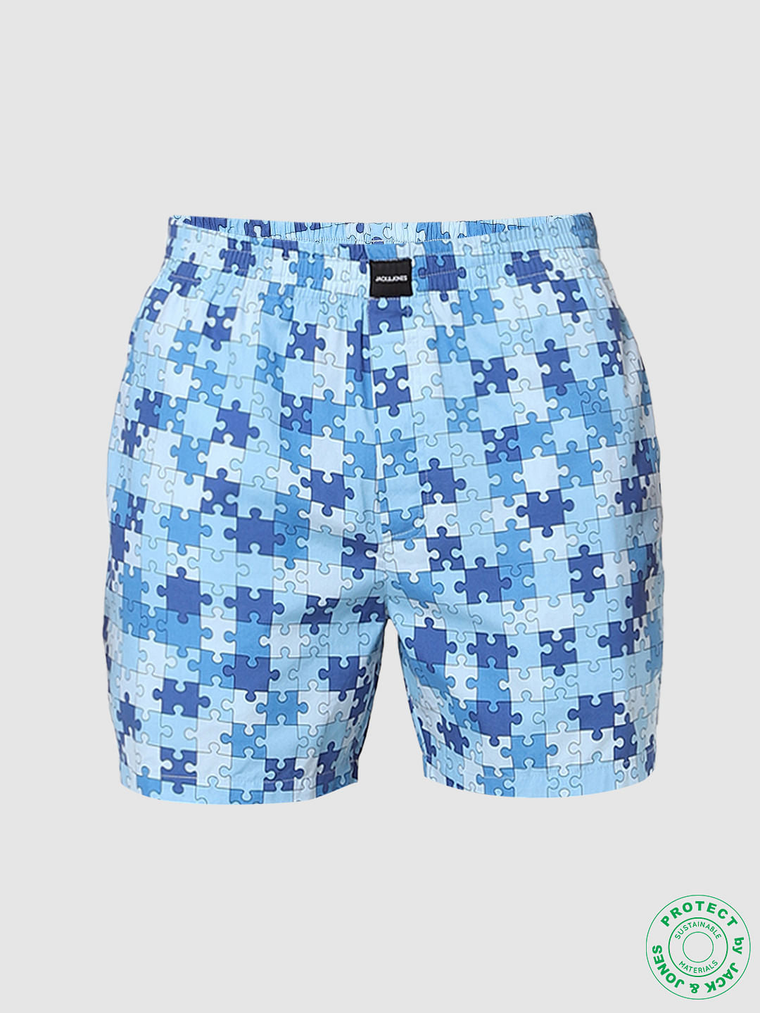 Blue Puzzle Print Boxers