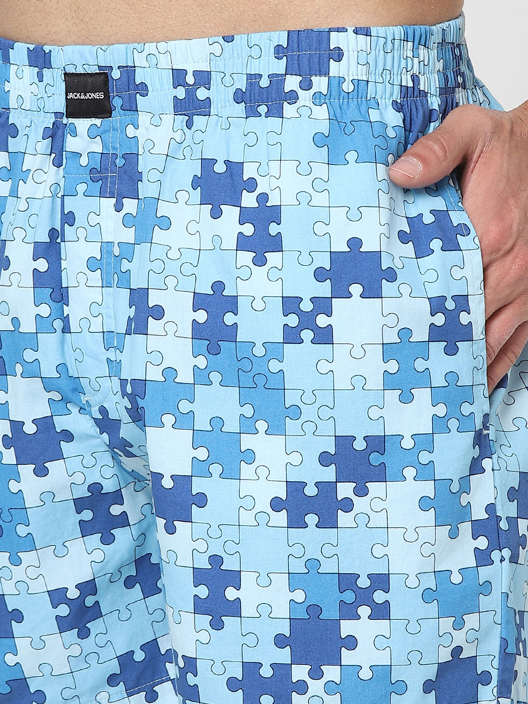 Blue Puzzle Print Boxers