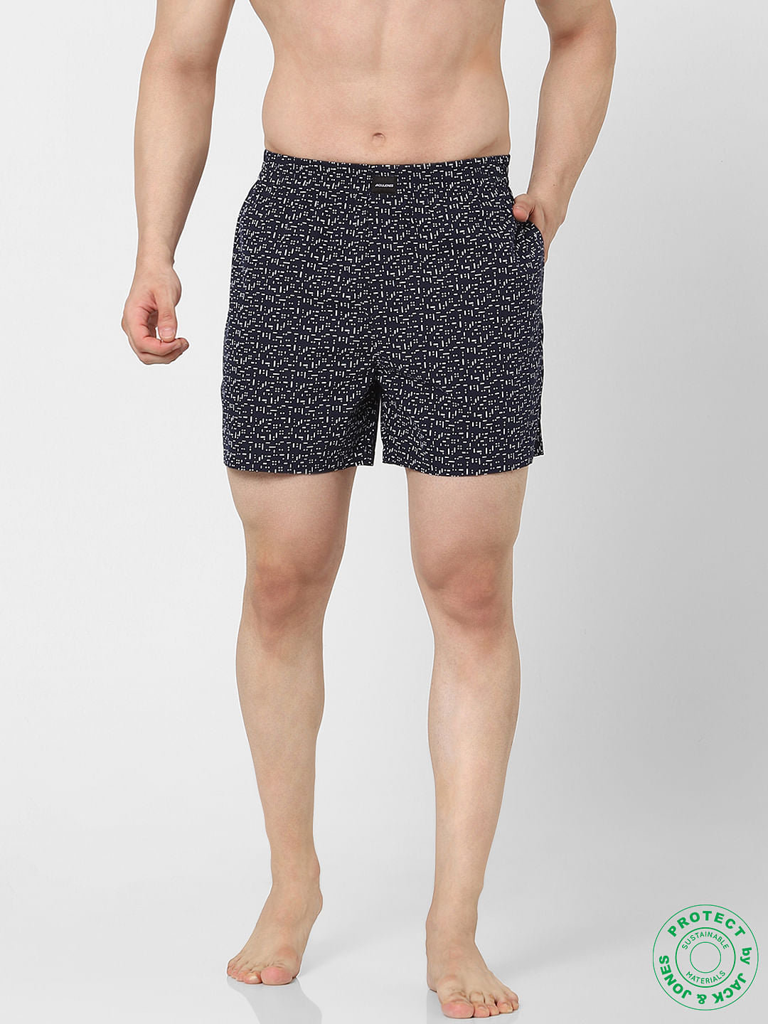 Navy Blue Printed Boxers - S