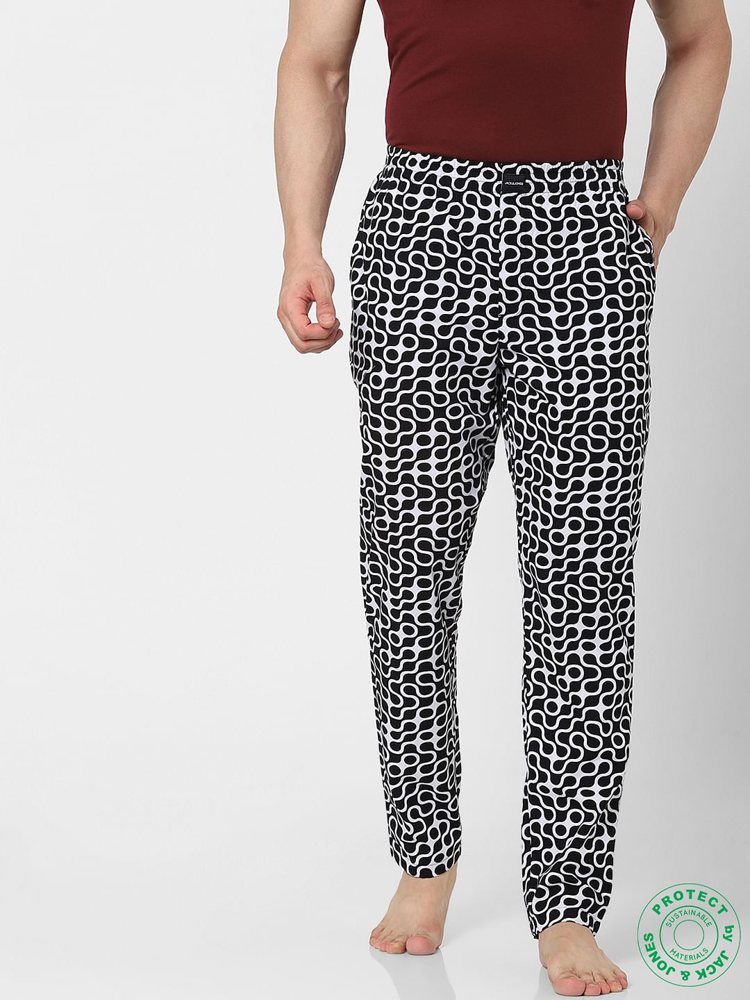 Black & White Mid Rise Abstract  Pyjamas