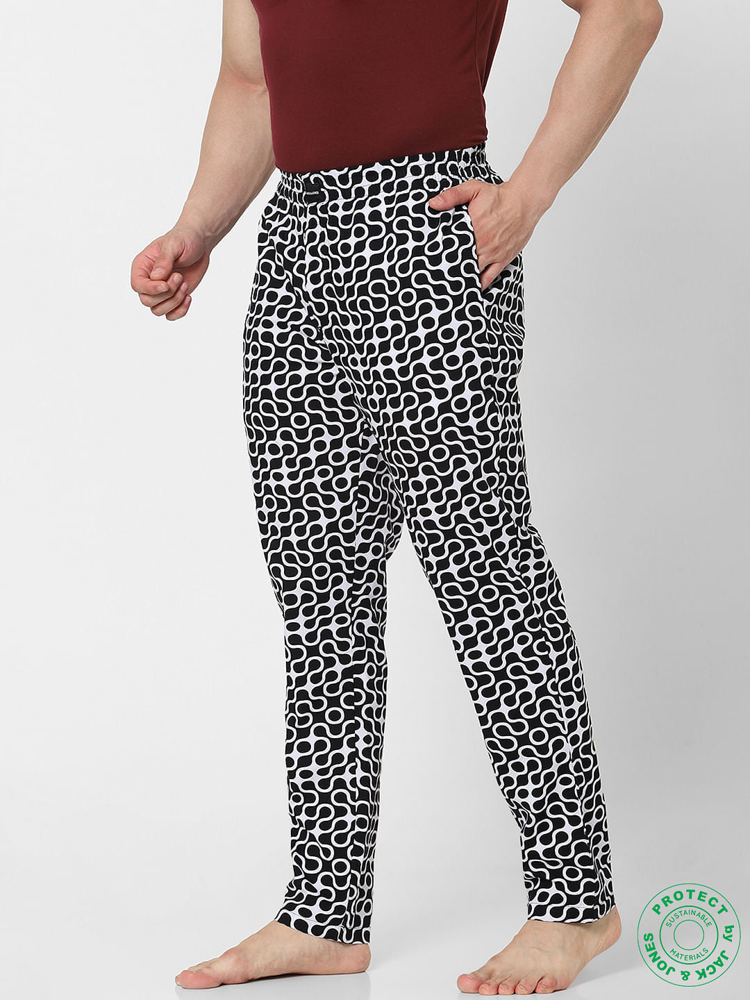 Black & White Mid Rise Abstract  Pyjamas