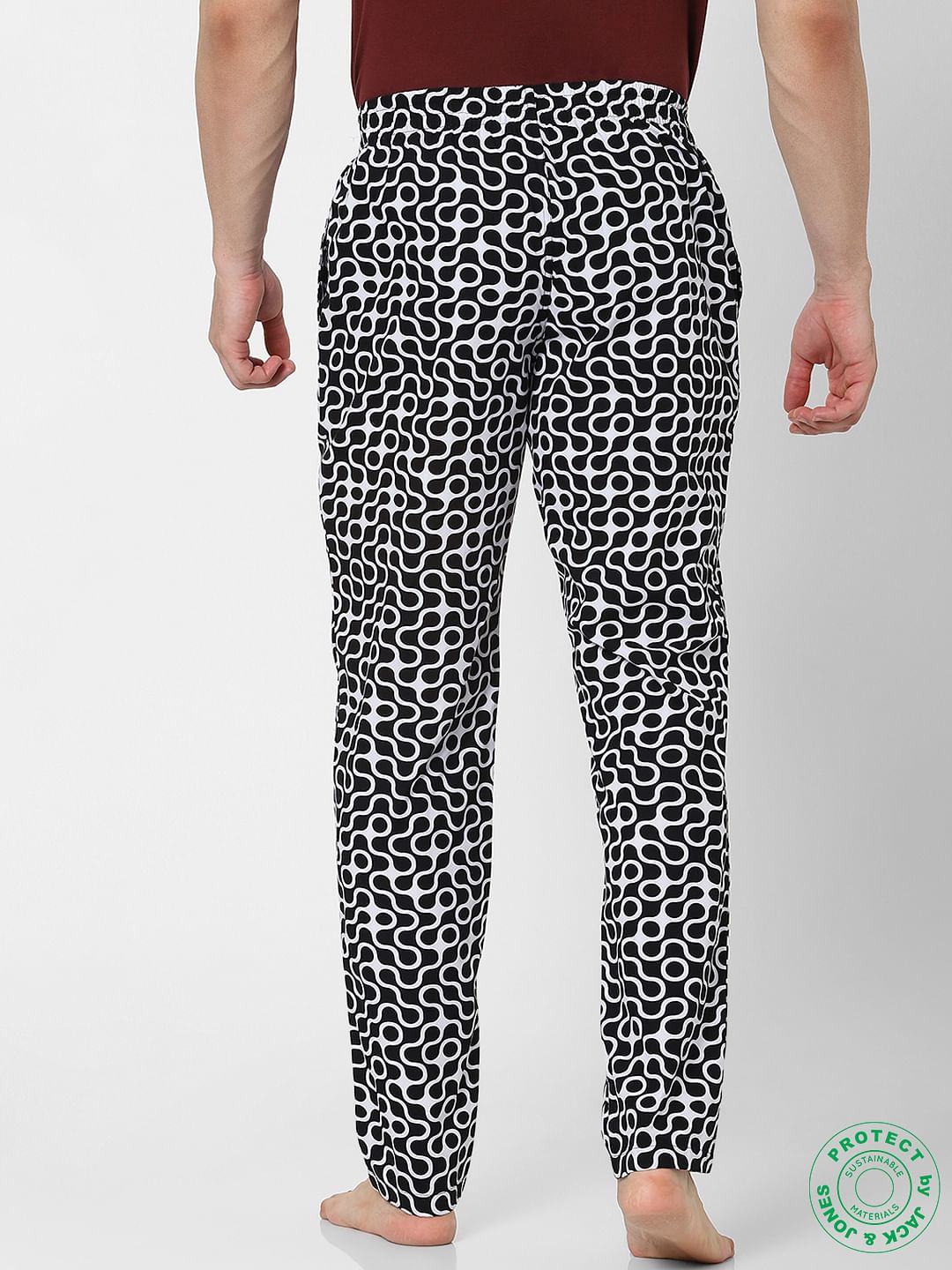 Black & White Mid Rise Abstract  Pyjamas
