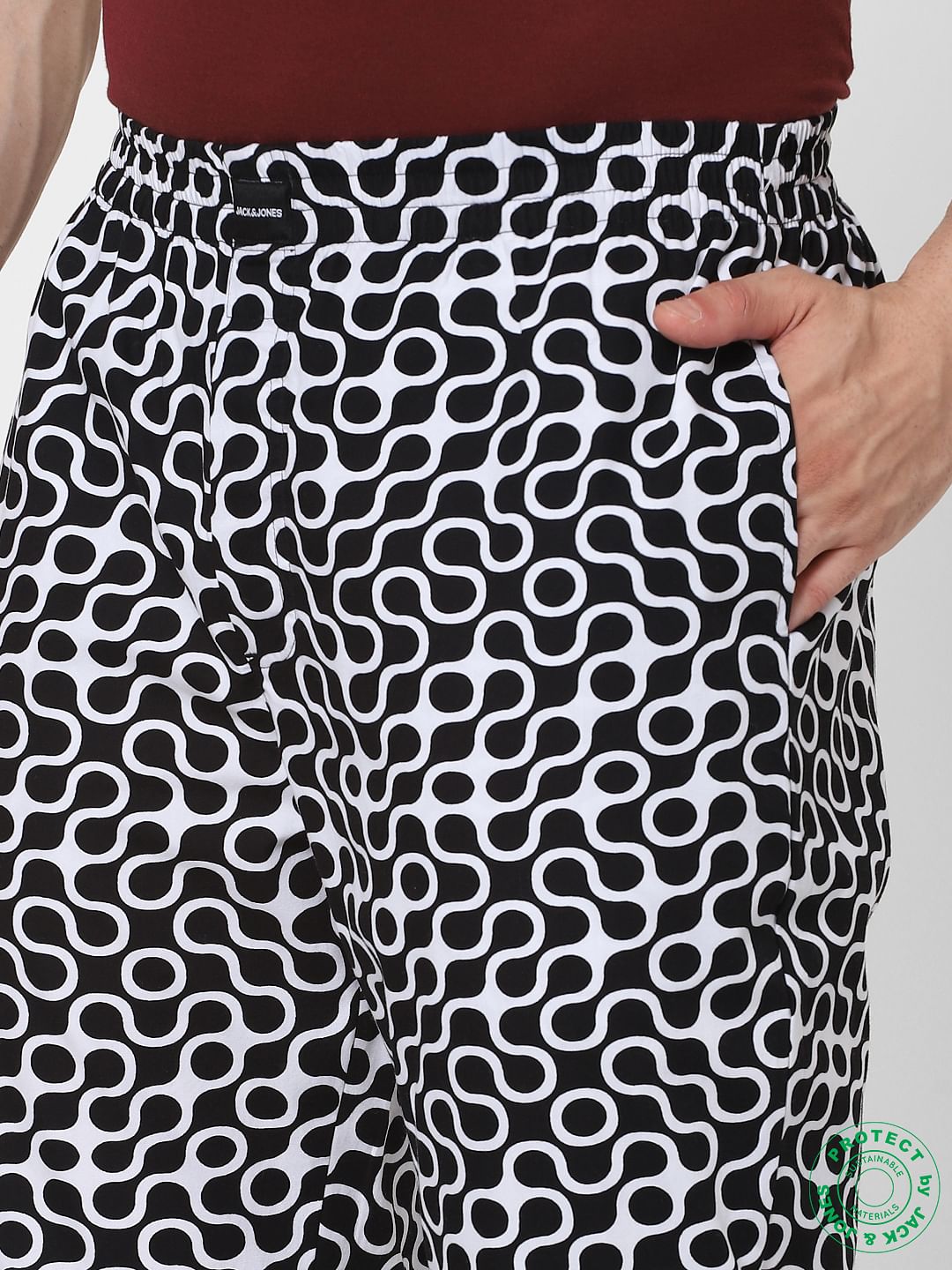 Black & White Mid Rise Abstract  Pyjamas