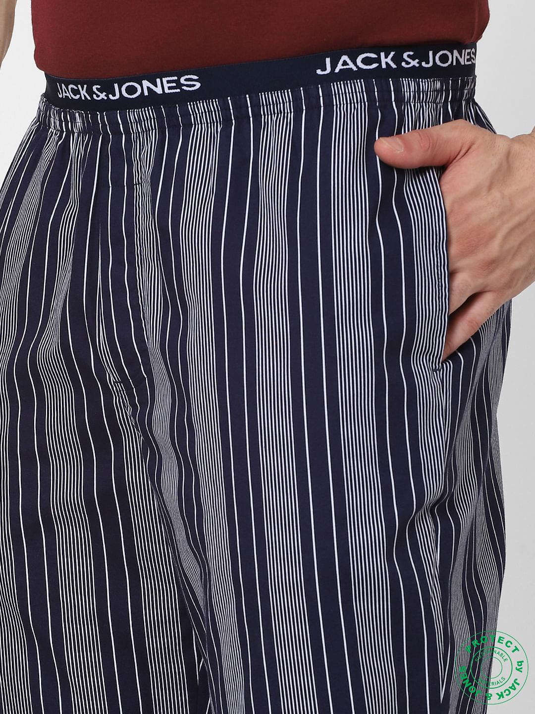Blue Mid Rise Striped Pyjamas