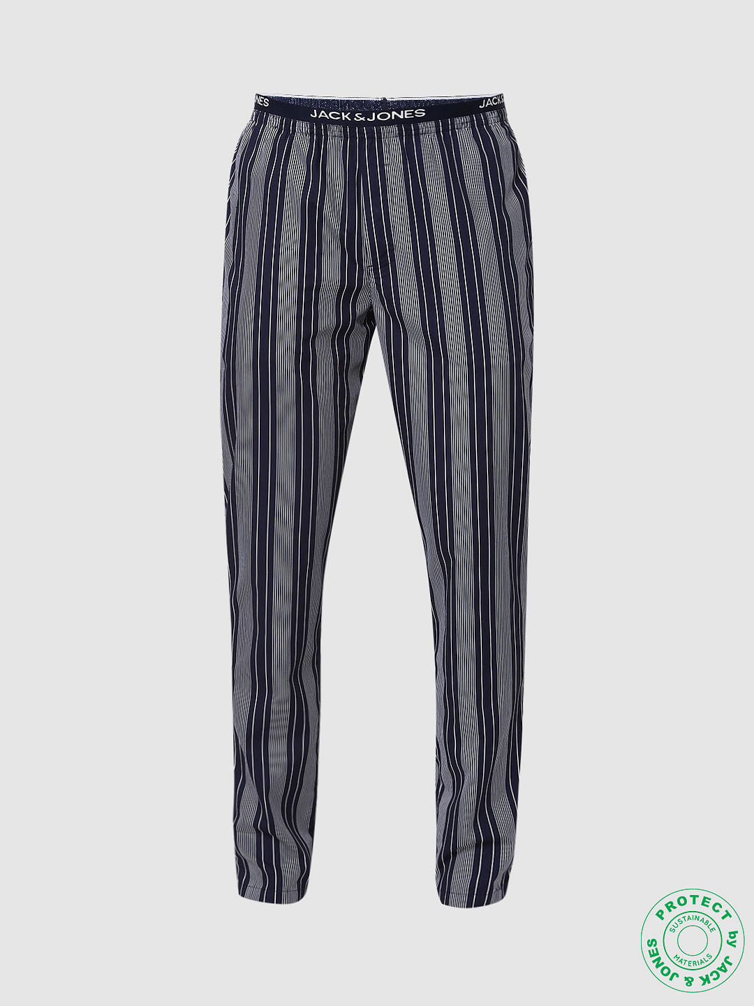 Blue Mid Rise Striped Pyjamas