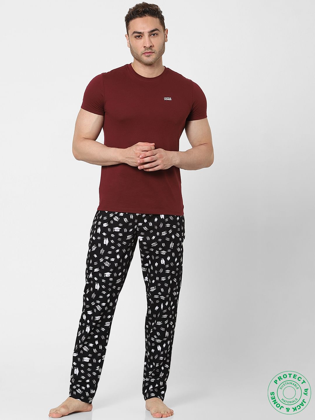 Black Graduation Hat Print Pyjamas