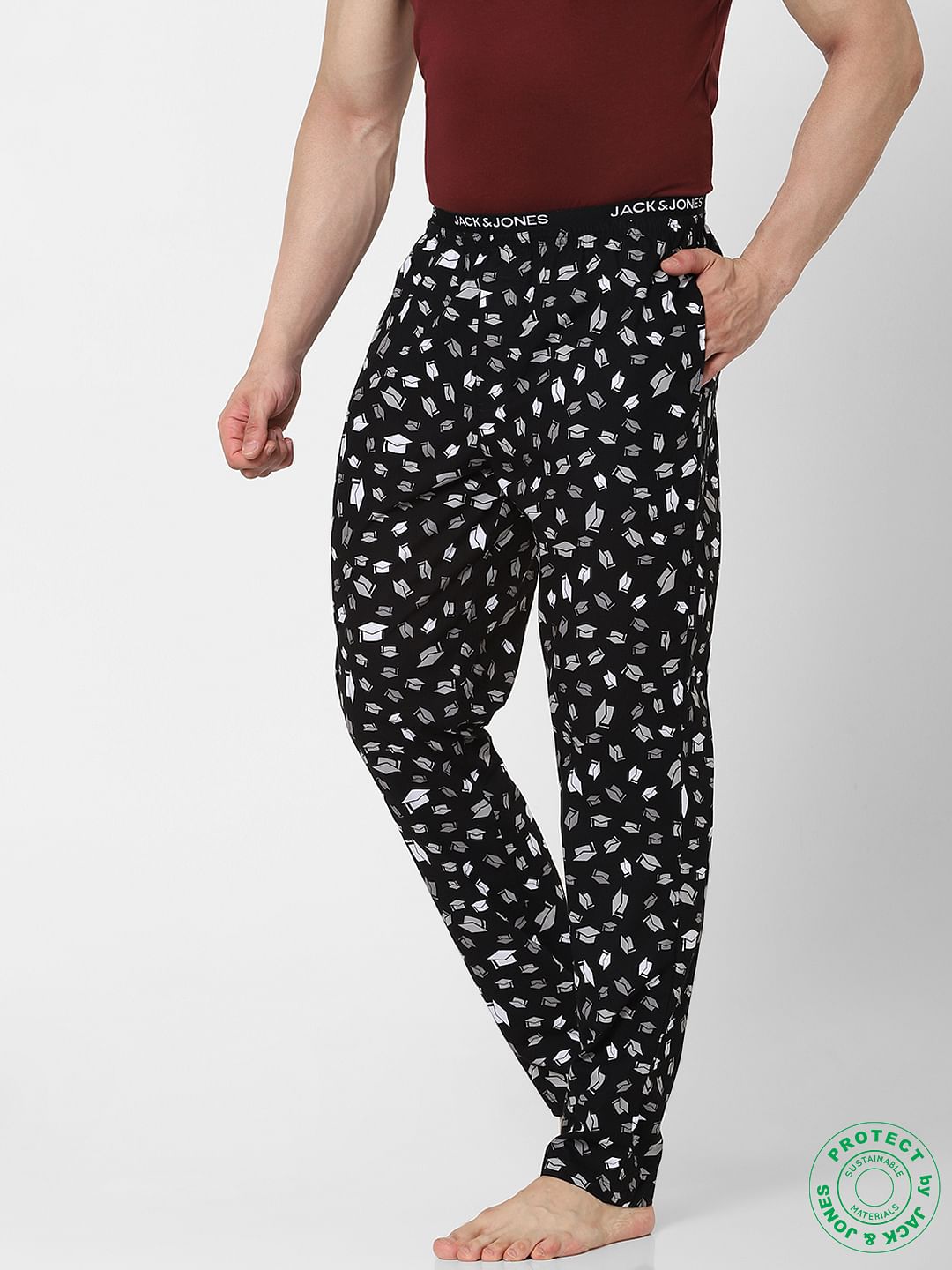 Black Graduation Hat Print Pyjamas