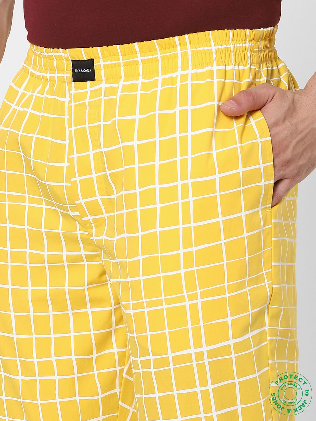 Yellow Mid Rise Check Pyjamas