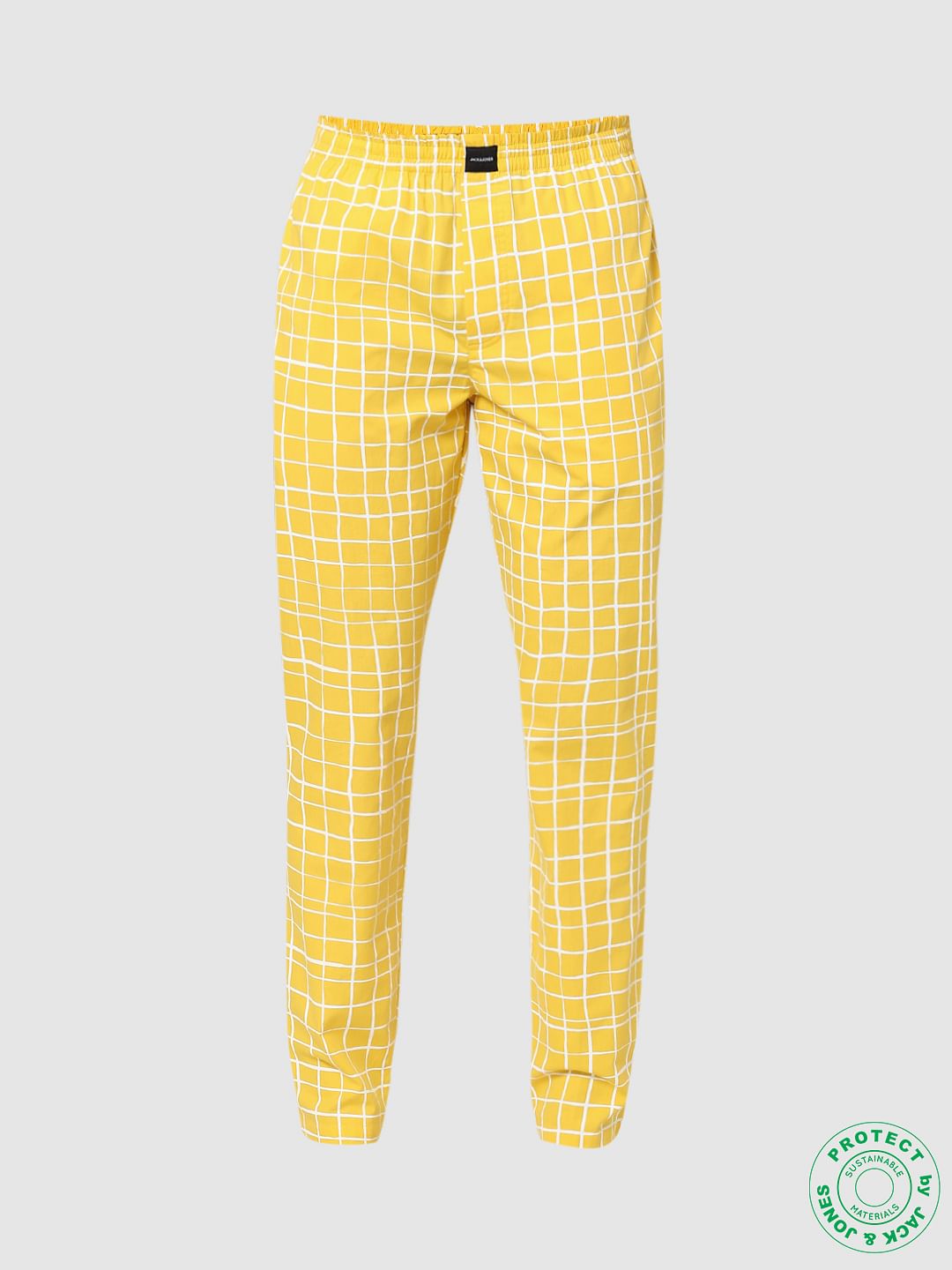 Yellow Mid Rise Check Pyjamas