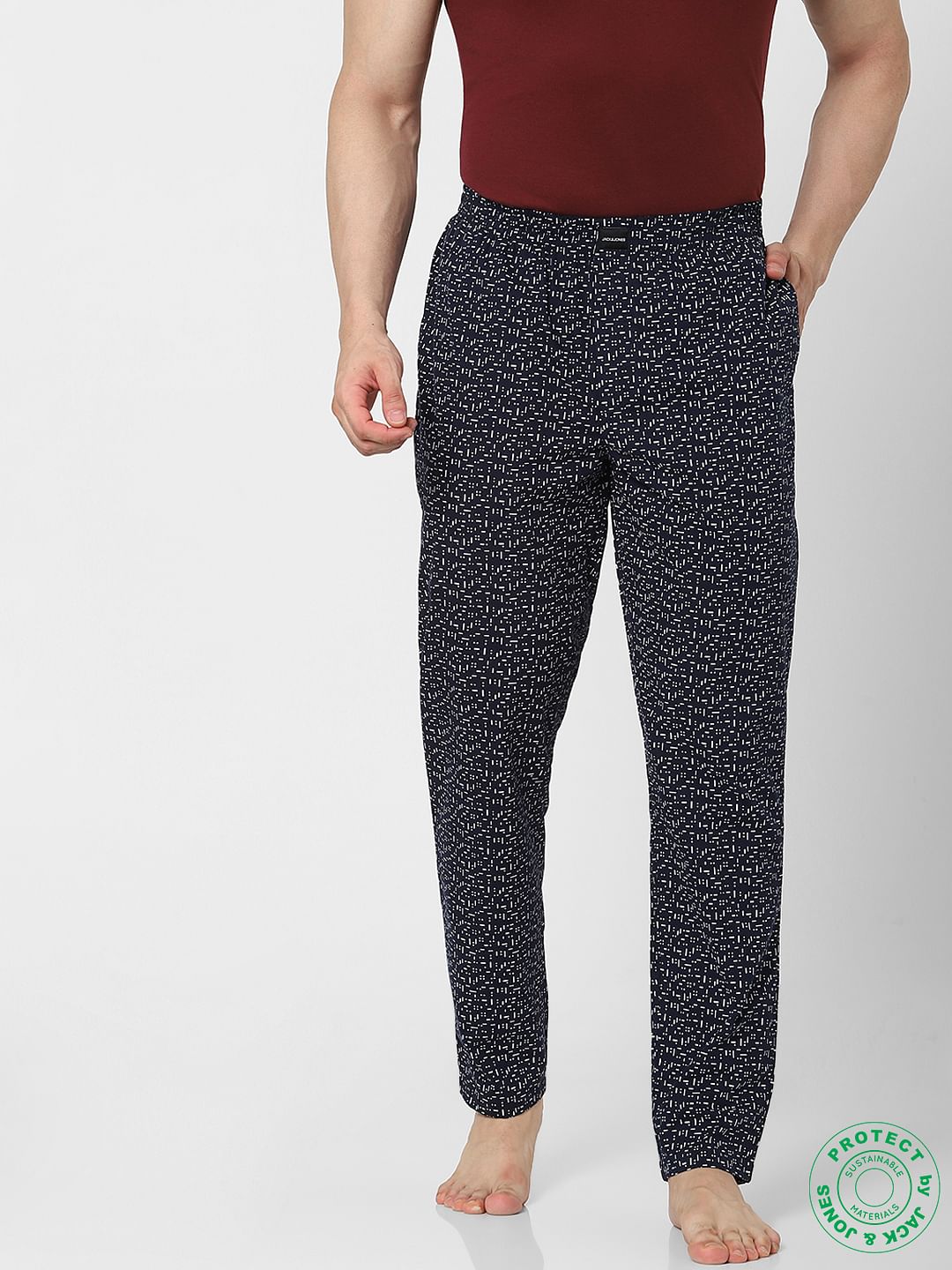 White Mid Rise Dotted Pyjamas