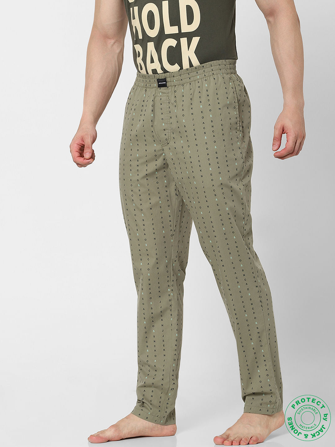 Green Mid Rise Logo Print Pyjamas