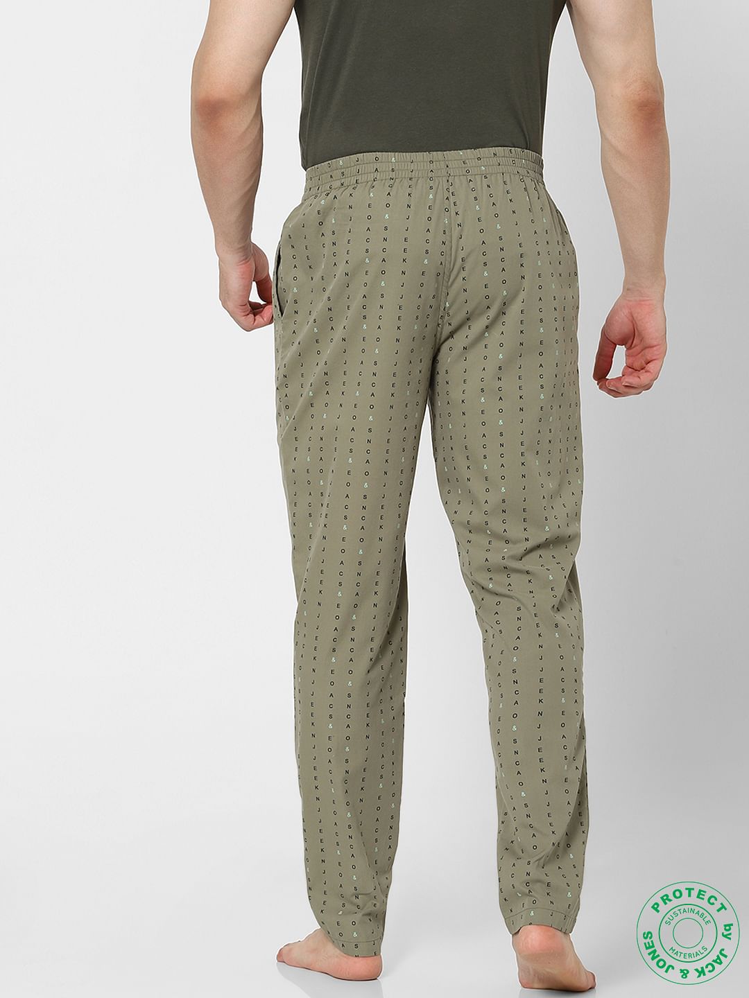 Green Mid Rise Logo Print Pyjamas