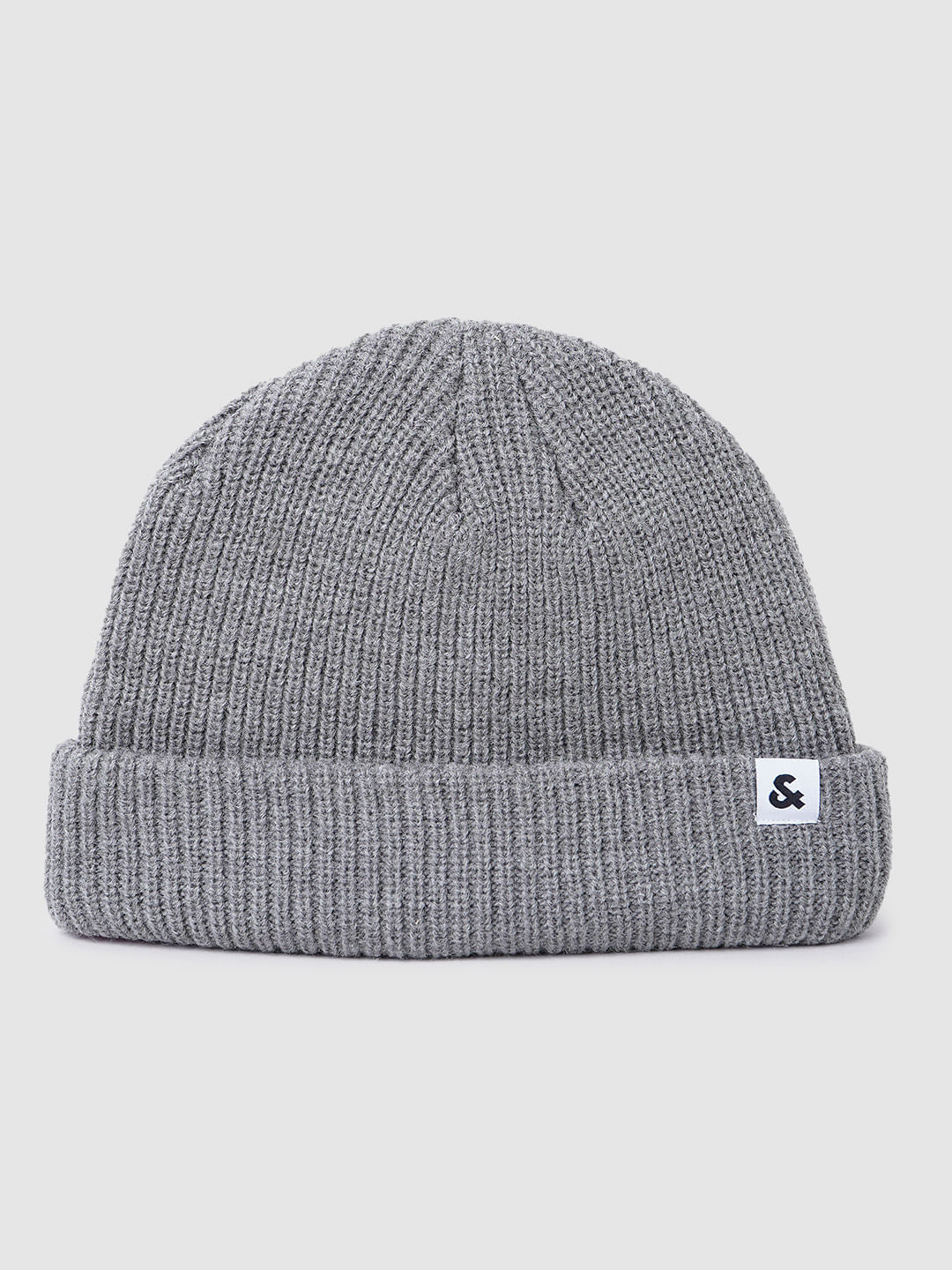 Grey Short Knit Beanie
