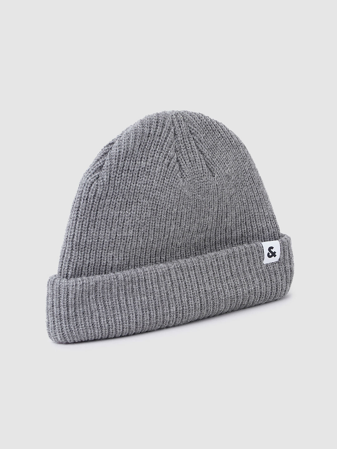 Grey Short Knit Beanie