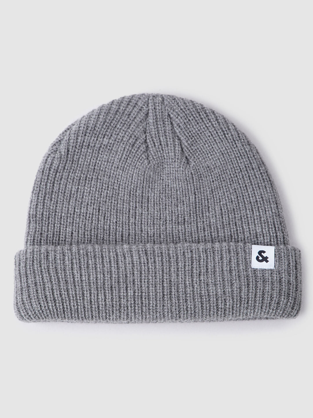 Grey Short Knit Beanie