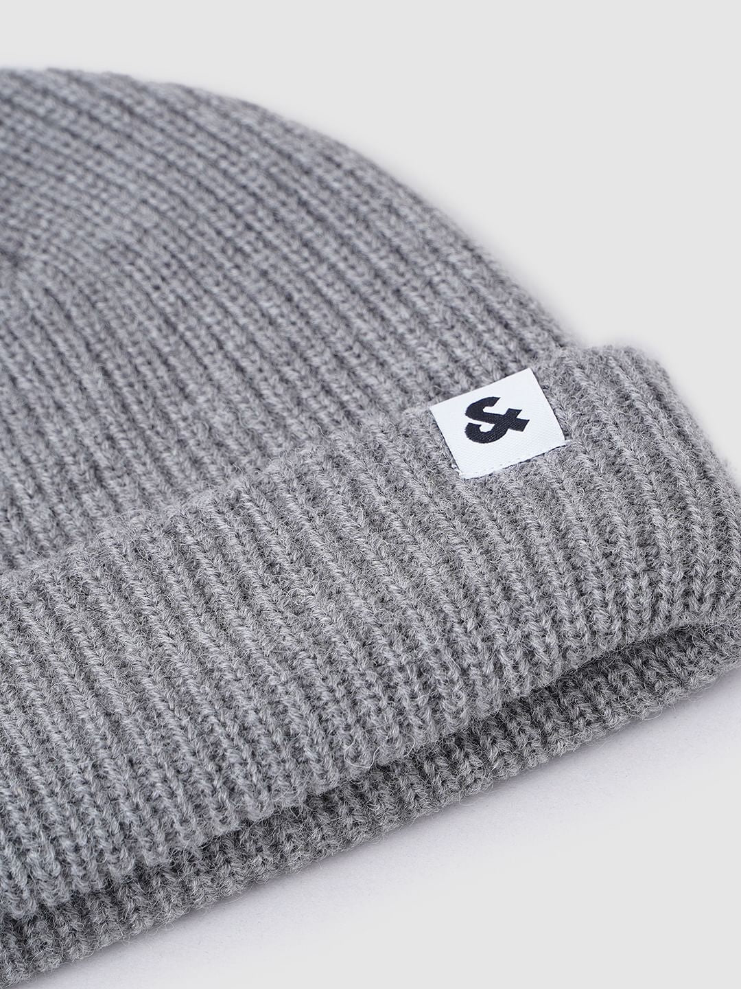 Grey Short Knit Beanie