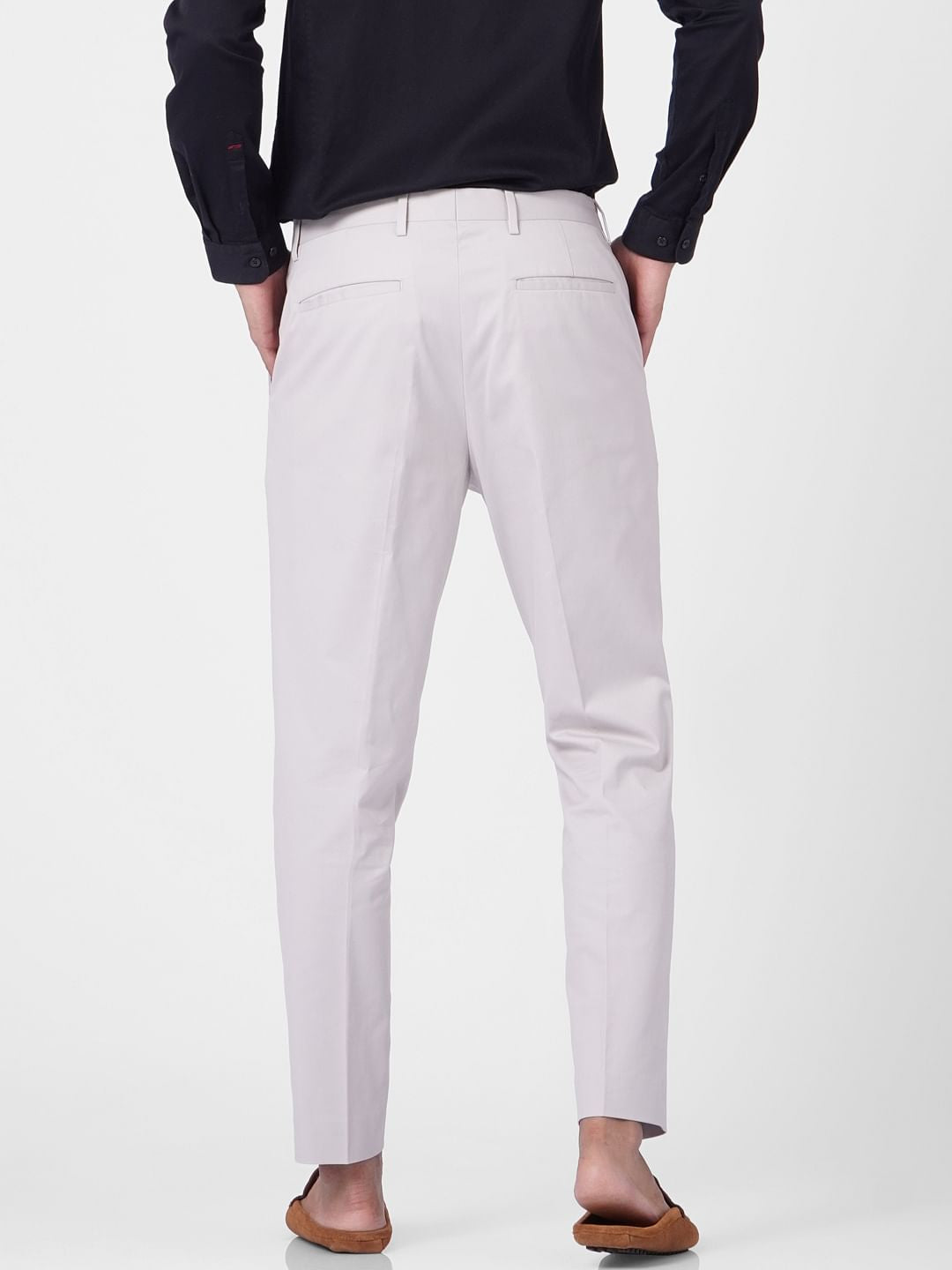 Grey Mid Rise Regular Fit Trousers
