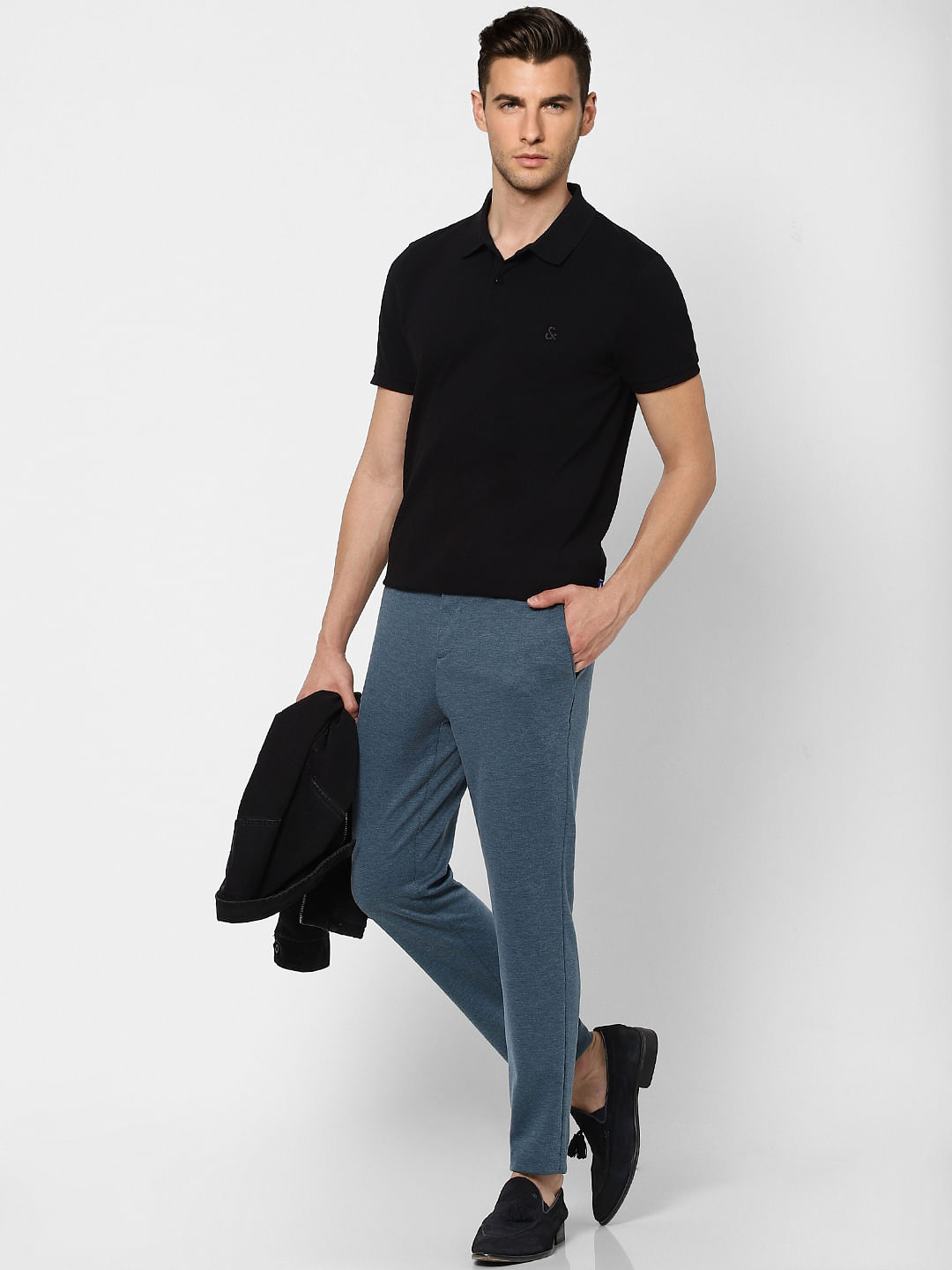 Blue Mid Rise Trousers - 46