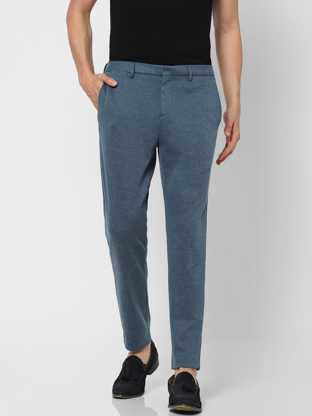 Blue Mid Rise Trousers
