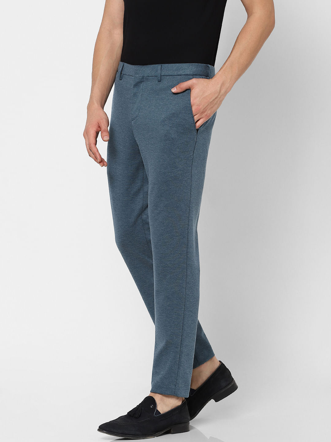 Blue Mid Rise Trousers