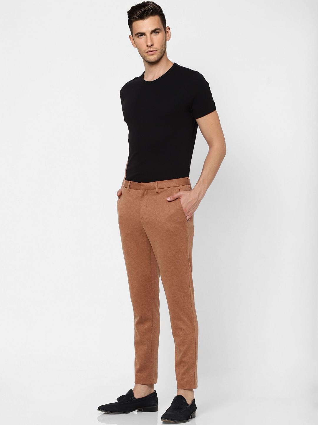 Brown Mid Rise Trousers - 46