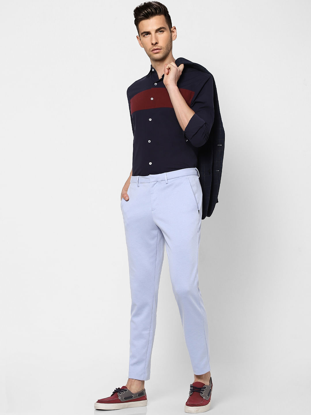 Blue Mid Rise Trousers - 46