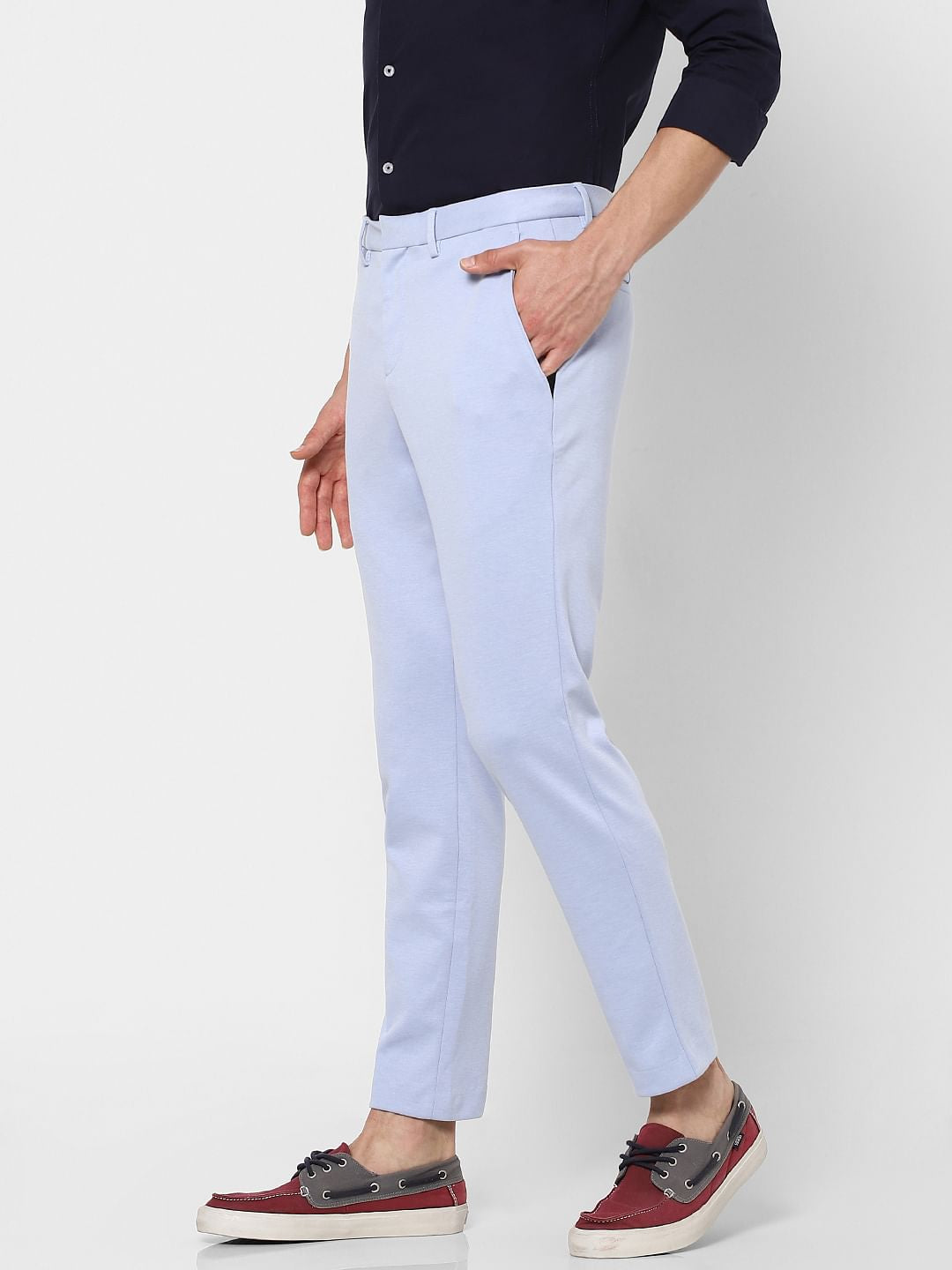 Blue Mid Rise Trousers